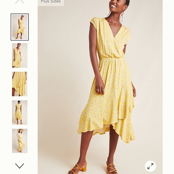 NWT Anthropologie Maeve Yellow Fete Midi Dress S - Picture 1 of 8